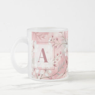Taza De Cristal Esmerilado Pink cherry blossom monogram