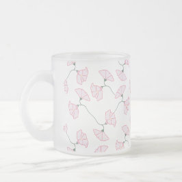 Taza De Cristal Esmerilado Pink Floral Vines Flowers Mug 