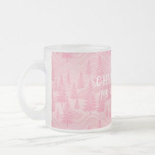 Taza De Cristal Esmerilado Pink Forest Christmas
