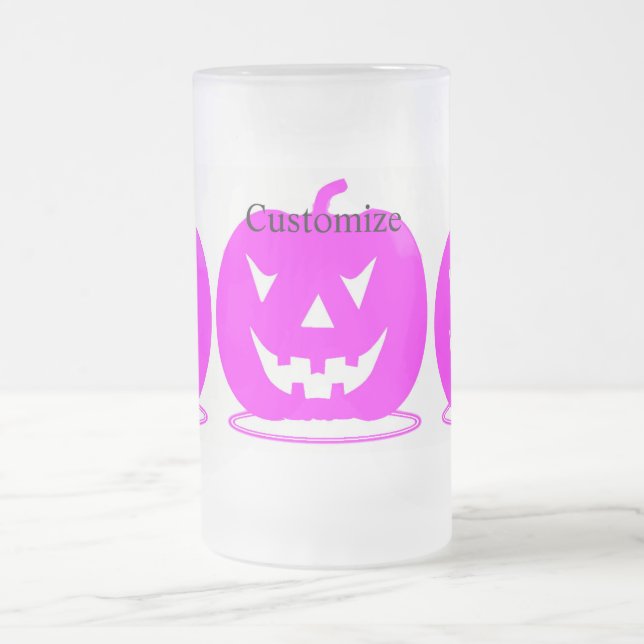 Taza De Cristal Esmerilado Pink Jack o'lantern Halloween Thunder_Cove (Centro)