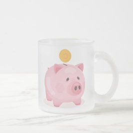 Taza De Cristal Esmerilado Pink Piggy Bank
