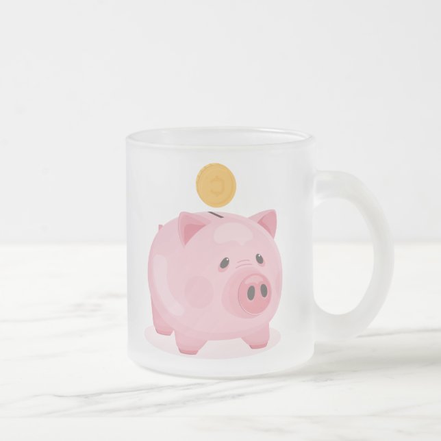 Taza De Cristal Esmerilado Pink Piggy Bank (Derecha)