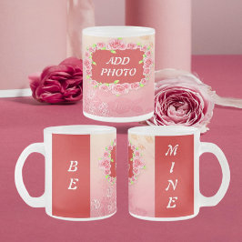 Taza De Cristal Esmerilado Pink Roses Valentine Add Your Photo
