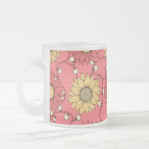 Taza De Cristal Esmerilado Pink Sunflowers Christmas