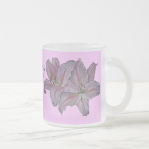 Taza De Cristal Esmerilado pintura de flores rosadas de bonito lillies florid