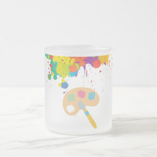 Taza De Cristal Esmerilado pintura de salpicadura, pincel
