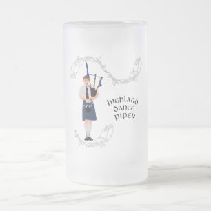 Taza De Cristal Esmerilado PIPER Cuadros Azules