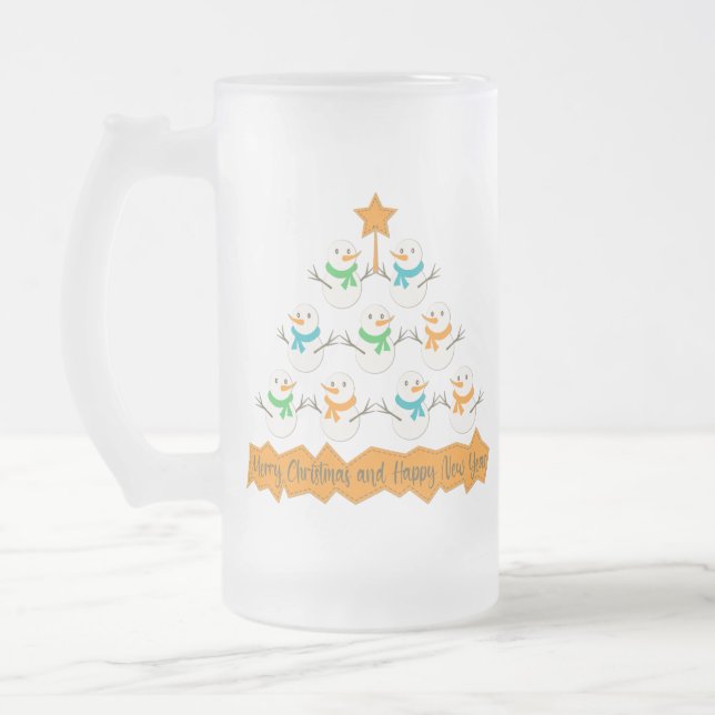 Taza De Cristal Esmerilado Pirámide de árboles de Navidad hecha de muñecos de (Izquierda)