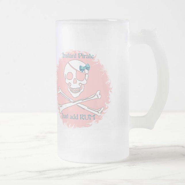 Taza De Cristal Esmerilado Pirata inmediato rosado (Derecha)