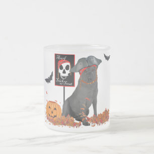 Taza De Cristal Esmerilado Pirata Labrador Retriever Negro