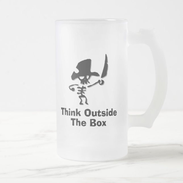 Taza De Cristal Esmerilado Pirata Piensa Fuera De La Caja (Derecha)