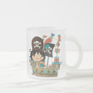 Taza De Cristal Esmerilado Pirata y barco pirata
