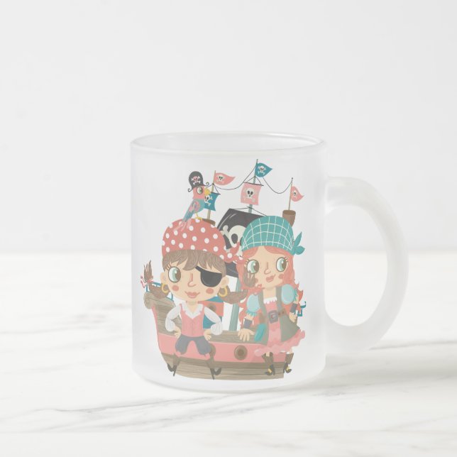 Taza De Cristal Esmerilado Piratas femeninos (Derecha)