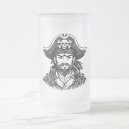 Taza De Cristal Esmerilado Pirate head with hat sailor and Eye Patch and Bear