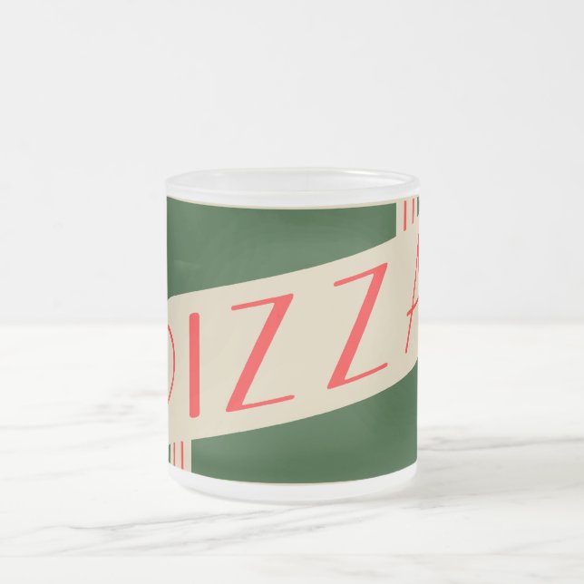 Taza De Cristal Esmerilado pizza retro (Centro)