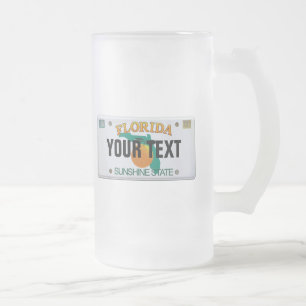 Taza De Cristal Esmerilado Placa de la Florida (personalizable)