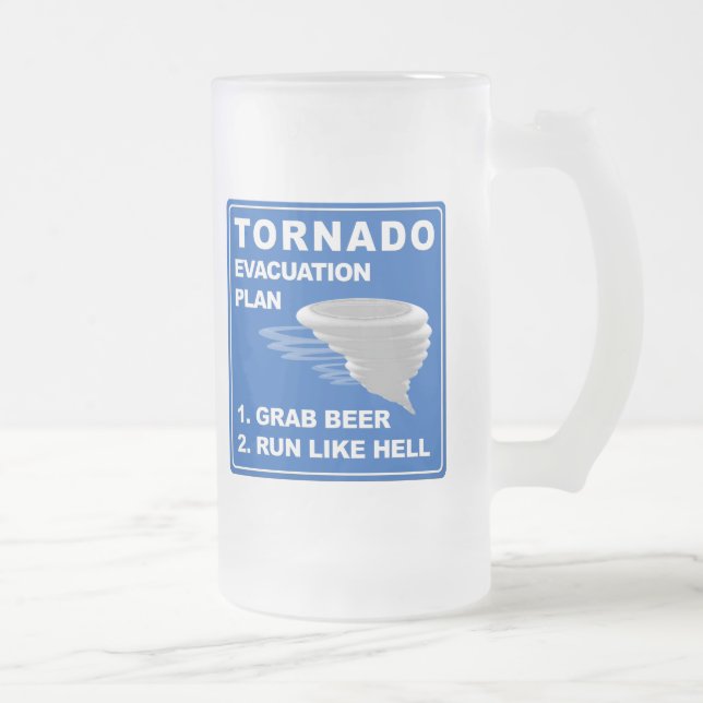 Taza De Cristal Esmerilado Plan de evacuación de Tornado (Derecha)