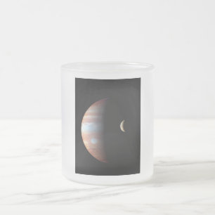 Taza De Cristal Esmerilado Planeta Gigante Gaseoso Júpiter y Luna Galileana I