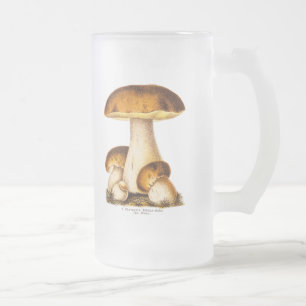 Taza De Cristal Esmerilado Plantilla comestible de las setas de la seta de
