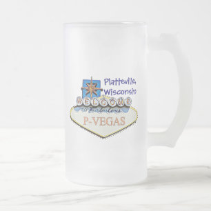 Taza De Cristal Esmerilado Platteville, Wisconsin P-Vegas Bottles Water Mug