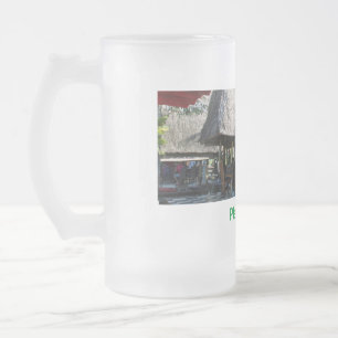 Taza De Cristal Esmerilado playa de agua océano playa añadir nombre de sitio 