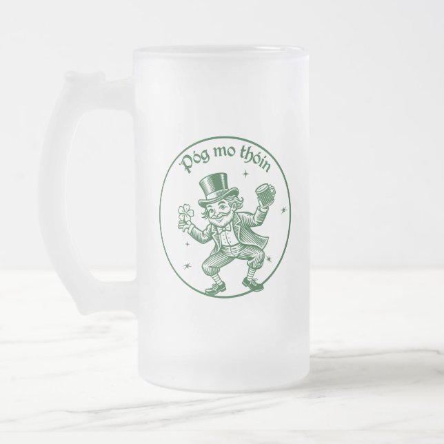 Taza De Cristal Esmerilado Pog Mo Thoin - Día de los Patrones (Izquierda)