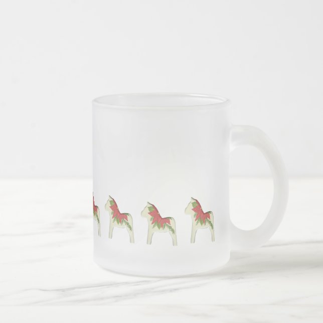 Taza De Cristal Esmerilado Poinsettia Dala Horse Hot Cider Mug (Derecha)