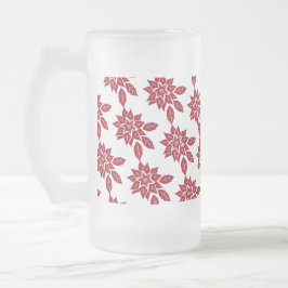 Taza De Cristal Esmerilado Poinsettia (rojo)