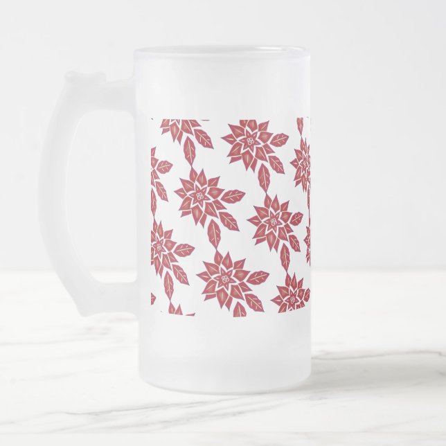 Taza De Cristal Esmerilado Poinsettia (rojo) (Izquierda)
