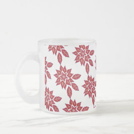 Taza De Cristal Esmerilado Poinsettia (rojo)