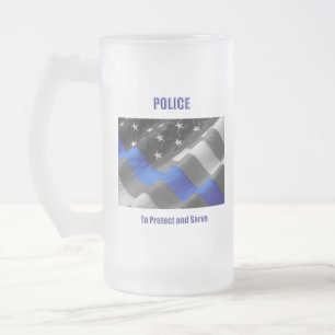 Taza De Cristal Esmerilado Policía