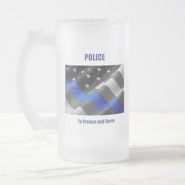 Taza De Cristal Esmerilado Policía (Izquierda)
