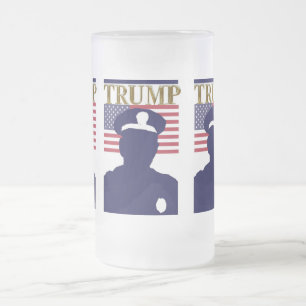 TAZA DE CRISTAL ESMERILADO POLICÍA PARA TRUMP