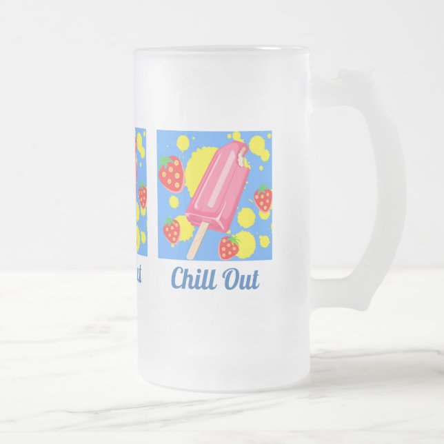 Taza De Cristal Esmerilado Pollitos rosados y fresas se extinguen (Derecha)