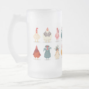Taza De Cristal Esmerilado  Pollo mate