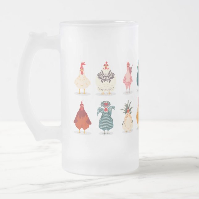 Taza De Cristal Esmerilado  Pollo mate (Izquierda)