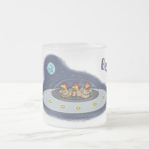 Taza De Cristal Esmerilado Pollos divertidos en el ilustracion del personaliz