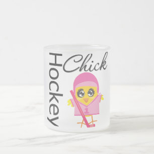 Taza De Cristal Esmerilado Polluelo del hockey