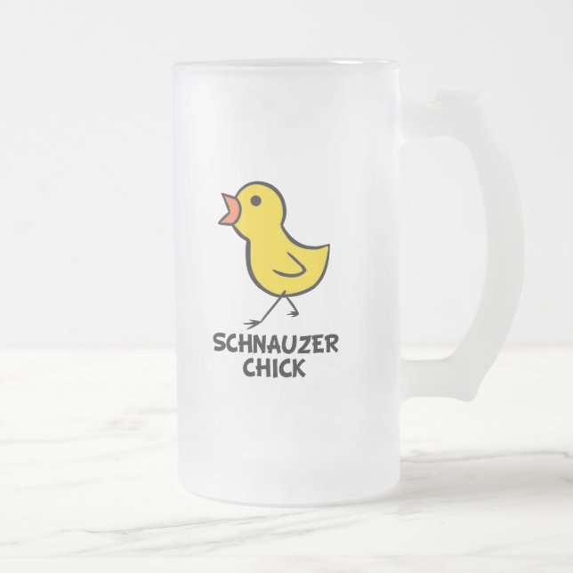 Taza De Cristal Esmerilado Polluelo del Schnauzer (Derecha)