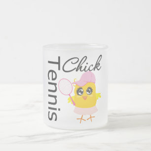 Taza De Cristal Esmerilado Polluelo fresco del tenis