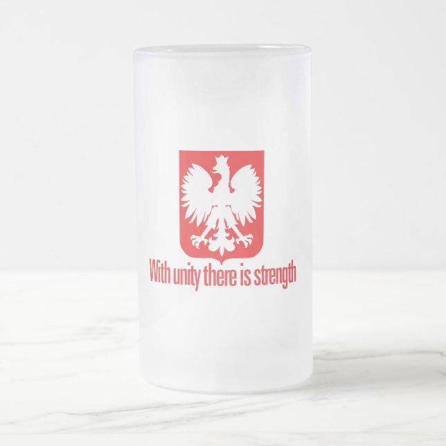 Taza De Cristal Esmerilado Polonia-Con fuerza de la unidad (Centro)