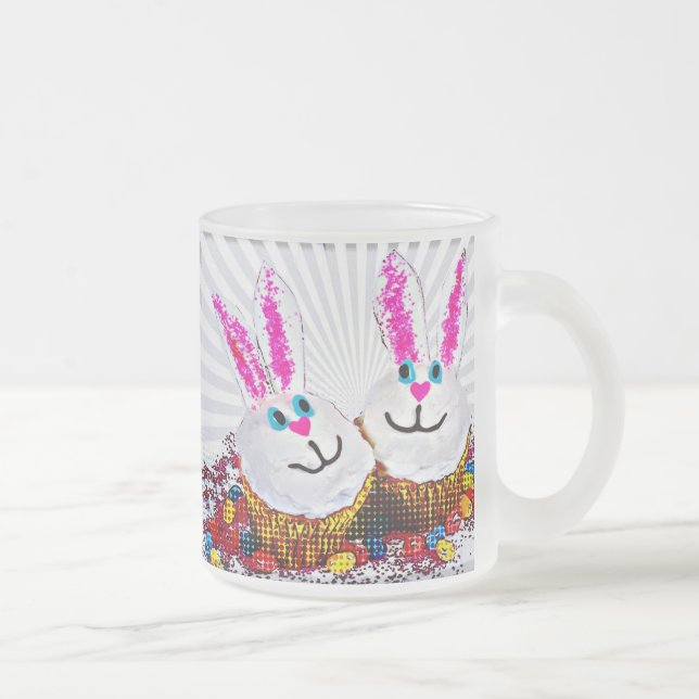 Taza De Cristal Esmerilado Pop Art Easter Bungalows Cupcakes (Derecha)