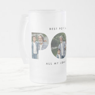 Taza De Cristal Esmerilado Pop multifoto moderna tipografía elegante negro