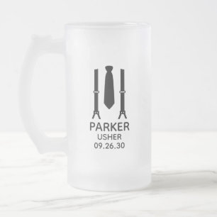 Taza De Cristal Esmerilado Portero Corbata Negra