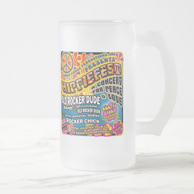 Taza De Cristal Esmerilado Poster del concierto de Hippiefest (Derecha)