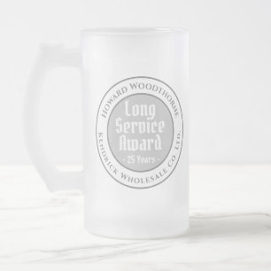 Taza De Cristal Esmerilado Premio Leal y Largo Servicio