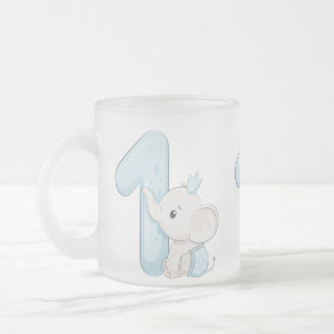Taza De Cristal Esmerilado Primer cumpleaños de un bebé elefante