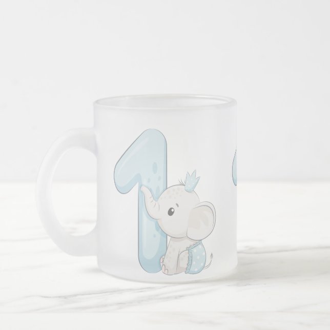 Taza De Cristal Esmerilado Primer cumpleaños de un bebé elefante (Izquierda)