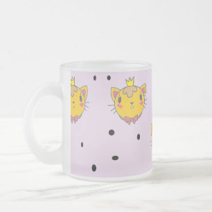 Taza De Cristal Esmerilado Princesa Kitty cat en morado