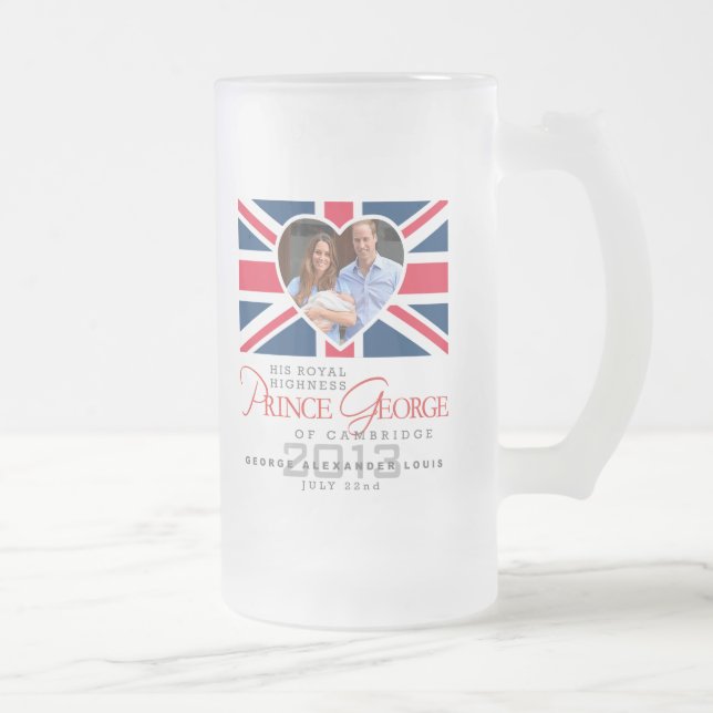 Taza De Cristal Esmerilado Príncipe George - Guillermo y Kate (Derecha)
